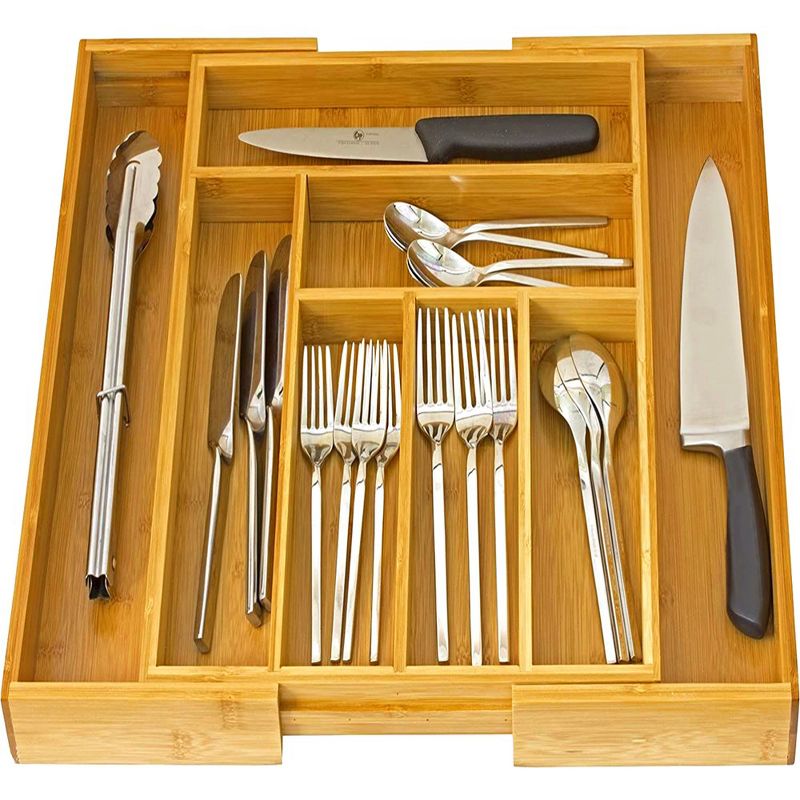Expandable Cutlery Bamboo Kitchen Utensils and Flatware Drawer Divider - Drawer Utensils Organizer - Homeitusa, 3 of 9