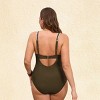 Women's Plus Size Solid One-Piece Swimsuit with Crochet Trim - Cupshe - 3 of 3