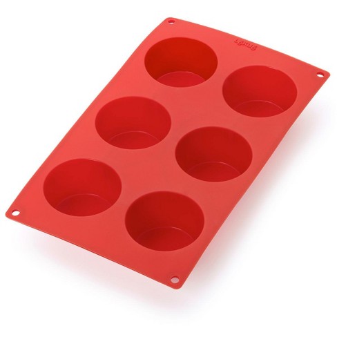 Silicone Cupcake Baking Mold, Non-Stick 100% Food Grade (Red, Round)