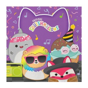 Treasures Gifted Club Squishmallows Napkins - 6.5in x 6.5in Disposable Paper Napkins - Squishmallows Birthday Party Supplies - 1 of 4