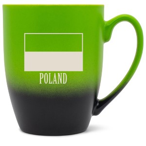 Elanze Designs Poland Polish Flag 12 Ounce Ceramic Laser-Etched Engraved Drinkware Mug, Green and Black Ombre - 1 of 4