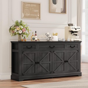 Dyonery 65 Inch Large Buffet Storage Cabinet with 3 Drawers and 4 Doors Coffee Bar Bar Cabinet, White/Gray. - 1 of 4
