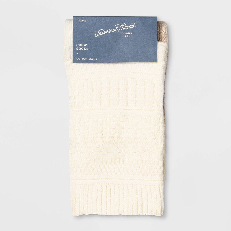 Women's 3pk Textured Crew Socks - Universal Thread&#153; 4-10, 2 of 6