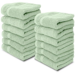 White Classic Luxury 100% Cotton Washcloths Set of 12 - 13x13" - 1 of 4
