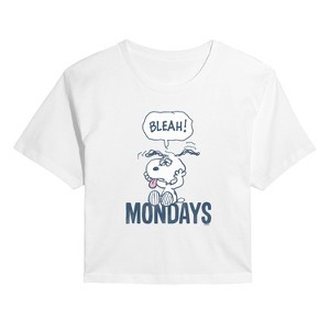 Women's - Peanuts - Bleah Mondays Snoopy -Juniors Cropped Graphic T-Shirt Cropped Graphic T-Shirt - 1 of 4
