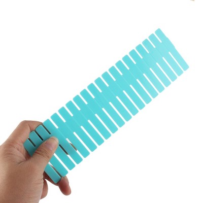 PiccoCasa Household Adjustable Separator Grid Tidy Dividers Plastic Drawer storage board 9.4" x 2.8" x 0.7" Blue 8 Pcs