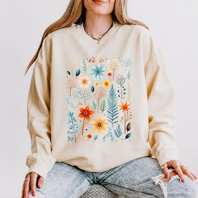 Simply Sage Market Women's Lightweight Garment Dyed Graphic Sweatshirt Winter Floral