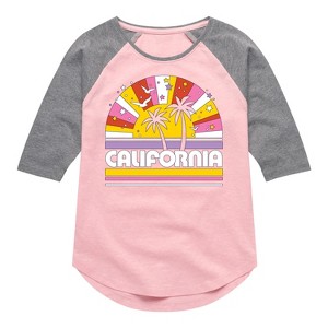 Girls' - Instant Message - California Sunset Shirt Tail Raglan Graphic T-shirt - 1 of 4