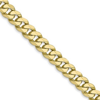 Black Bow Jewelry 5.75mm 10k Yellow Gold Flat Beveled Curb Chain Necklace