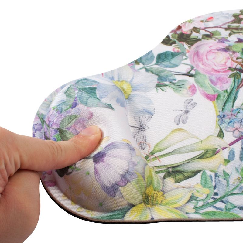 Insten Floral Mouse Pad with Wrist Support Rest, Ergonomic Support, Pain Relief Memory Foam, Non-Slip Rubber Base, Arc L, 5 of 10