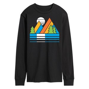 Men's - Instant Message - Retro Mountains Sunset Long Sleeve Graphic T-Shirt - 1 of 4
