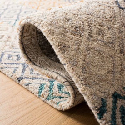Aspen Geometric Blue and Gold Hand-Tufted Wool Rug - 3' x 5'