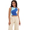 INSPIRE CHIC Women's Color Block Summer Crew Neck Ribbed Sleeveless Crop Going Out Tank Tops - 2 of 4