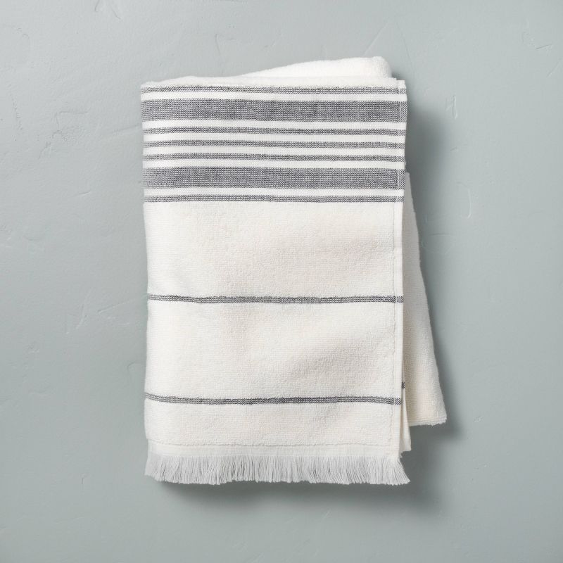 Multistripe Bath Towels Cream/Gray - Hearth & Hand™ with Magnolia, 1 of 12