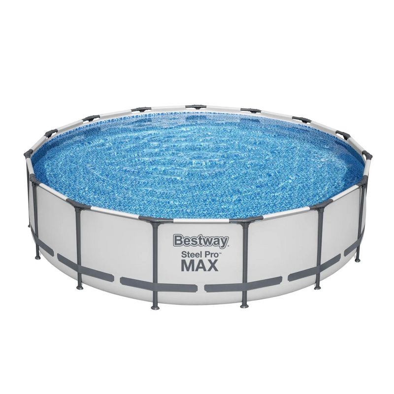 Bestway Steel Pro Max 15' x 42" Outdoor Round Frame Above Ground Swimming Pool with 1000 GPH Filter Pump, Ladder, and Cleaning Kit - Blue (56687E), 2 of 7