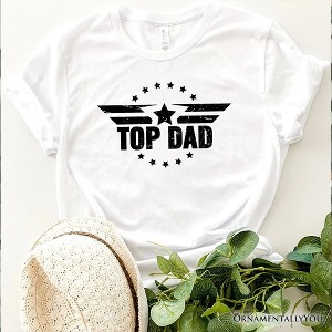 Top Dad Military Star T-Shirt, White and Black Patriotic Tee for Heroic and Proud Fathers| OrnamentallyYou - 1 of 4