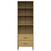 Bookcase with 2 Drawers Brown 23.6"x13.8"x70.9" Solid Wood OSLO - 4 of 4