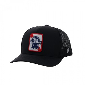 Adult Pabst Blue Ribbon Classic Logo Patch Snapback Hybrid Bill Trucker Hat - 1 of 4