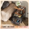 NightStand with Charging Station, LED Bedside Table with 2 Fabric Drawers, Storage Shelf, 3 USB Ports and 2 Outlets - 4 of 4