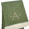 HomeRoots 55" X 70" Moss Green And White Herringbone Cotton Blend A Initial Throw Blanket with Tassels And Embroidery - 4 of 4