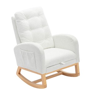 TIRAMISUBEST Accent Rocking Chair with Footrest, High Backrest & Rubber Wood Rocking Legs for Living Room & Bedroom - 1 of 4