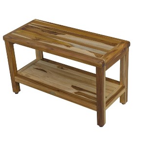 EcoDecors® Eleganto® 30" Teak Wood Shower Bench with Shelf in EarthyTeak Finish - 1 of 4