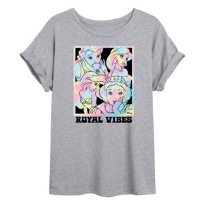 Women's - Disney - Royal Vibes Princess Group Oversized Graphic T-Shirt - 1 of 4