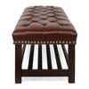 Sapphtopaz Modern Ottoman with Open Storage Shelf PU Upholstered Shoe Bench with Button Tufting Wood End of Bed Bench for Living Room,Bedroom - 4 of 4