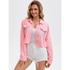 INSPIRE CHIC Women's Fringe Long Sleeve Frayed Hem Crop Denim Jacket - 2 of 4