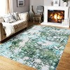 Machine Washable Area Rug, Non Slip Modern Abstract Carpet with Boho Watercolor Design, Low Pile Throw Rug for Living Room - 2 of 4