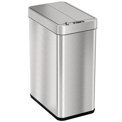 Itouchless Wings Open Lid Kitchen Sensor Trash Can With Absorbx Odor Filter  Rectangular 13 Gallon Silver Stainless Steel : Target