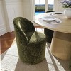 Set of 2 Upholstered Dining Chairs with Wheels, Chenille Barrel Style Rolling Chairs for Kitchen or Modern Dining Room-Maison Boucle - 2 of 4