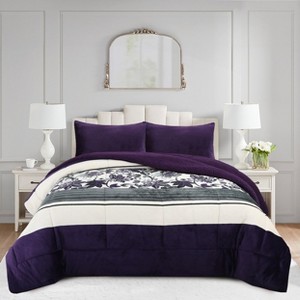 Marcielo 3PCS Soft Plush Floral Printed Comforter Set - 1 of 4