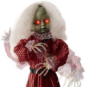 Best Choice Products Animatronic Roaming Doll Halloween Decoration, Haunted Holly Sound Activated Prop w/ Light-Up Eyes - 1 of 4