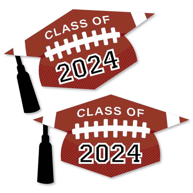 Big Dot of Happiness Grad Football - Grad Cap Decorations DIY 2024 Graduation Large Party Essentials - Set of 20, 1 of 9