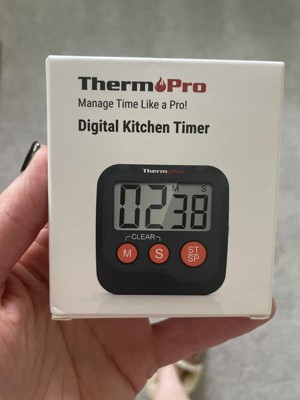 ThermoPro TM02W Digital Kitchen Timer with Adjustable Loud Alarm and  Backlight LCD Big Digits/ 24 Hour Digital Timer for Kids Teachers in White