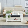 VYNXARIA 43.3" White Double-Layered Coffee Table ¨C Modern MDF Design for Living Room, Bedroom, and Study - 4 of 4