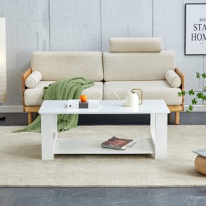 Modern Coffee Table Cocktail Table Center Table Side Table Accent Table, White/Walnut/Gray/Natural-ModernLuxe - 1 of 4