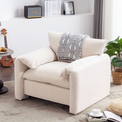 Oris 38.6" Wide Chenille Oversized Armchair Accent Chair Single Sofa Lounge Chair With Solid Wood Legs And Arm Pads-Maison Boucle