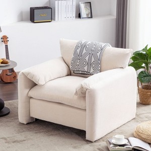 Oris 38.6" Wide Chenille Oversized Armchair Accent Chair Single Sofa Lounge Chair With Solid Wood Legs And Arm Pads-Maison Boucle - 1 of 4