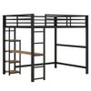 NicBex Full Size Bunk Bed with Desk Metal Rack Multifunctional Bed Frame with Storage Shelves, Guardrails and Ladder, No Spring Box Required, Black - 3 of 4