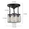LNC Aries 3-Lights 11.8-in Oil Rubbled Bronze Mason Jar Farmhouse LED Semi-flush Mount Lights - 3 of 4