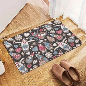 Penguin Christmas Gingerbread Bathroom Rugs Winter Bath Mat Absorbent Non Slip Bathroom Mat Christmas Soft Floor Carpet 16x20 Inches - 1 of 1