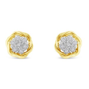 Haus of Brilliance Yellow Gold Plated Sterling Silver Diamond Rose stud Earrings - 1 of 4