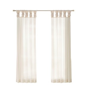 TopComfy Curtain Panels Twisted Tab Voile Sheer Curtain Pair Filtering Semi Transparent Drapes Anti Glare Breathable for Home, Beige, 3.15"*9.8"*4.8" - 1 of 4
