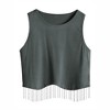 Nlife Womens Western Sparkly Fringe Sleeveless Crop Tops Cowgirl Going Out Cropped Tank Tops with Glitter Tassel - 3 of 4