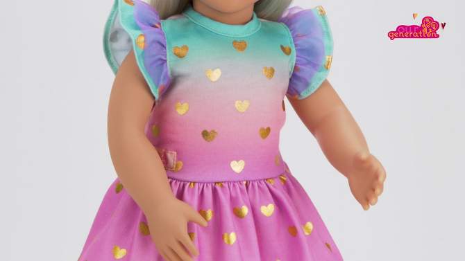 Our Generation Lovely Hearts Pink Hat &#38; Gradient Dress Outfit for 18&#34; Dolls, 2 of 7, play video