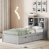RISOKEYS Modern Twin Size Wooden Bed Frame with Bookcase Headboard and 2 Drawers for Storage,No Box Spring Needed,Perfect for Teens and Adults - 2 of 4