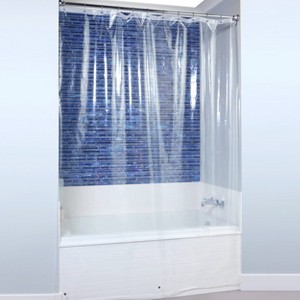 Floor to Ceiling Shower Curtain Liner with Microban Clear - Slipx Solutions - 1 of 3