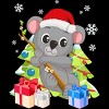 Girl's Design By Humans Santa Climbing Koala Bear Christmas T-Shirt By thebeardstudio T-Shirt - 2 of 3